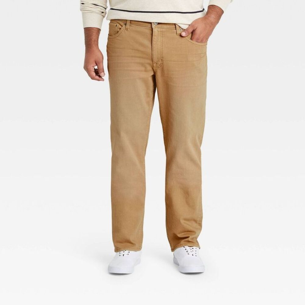 Goodfellow & Co Men's Big & Tall Relaxed Athletic Jeans Stretch Khaki 48x30